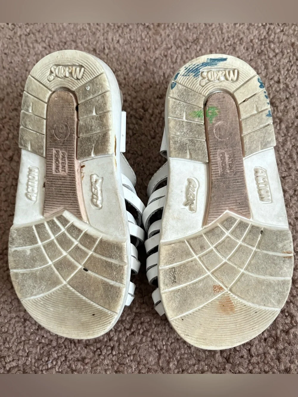 Vintage McKids Little Girls Strappy Sandals White Faux Leather US 6